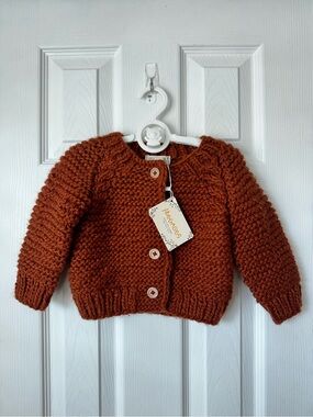 Huggalugs Brown Hand-Knit Kids Cardigan
